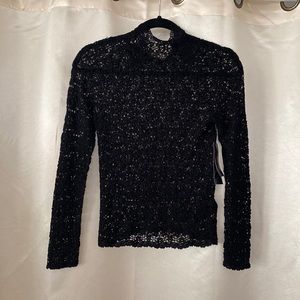Ralph Ralph Lauren Exclusive Hand Knit Black Mock Neck Top NWT